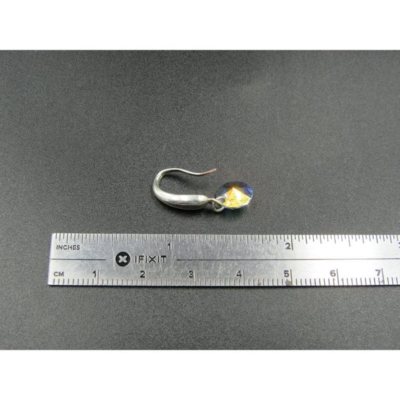 Sterling Silver Cute Small Colorful Round Crystals Earrings - Picture 3 of 4